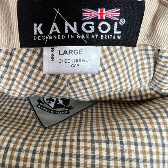Kangol Check Hudson Cap Hat Newsboy Size Large 100% Cotton Cream Striped - Picture 12 of 12